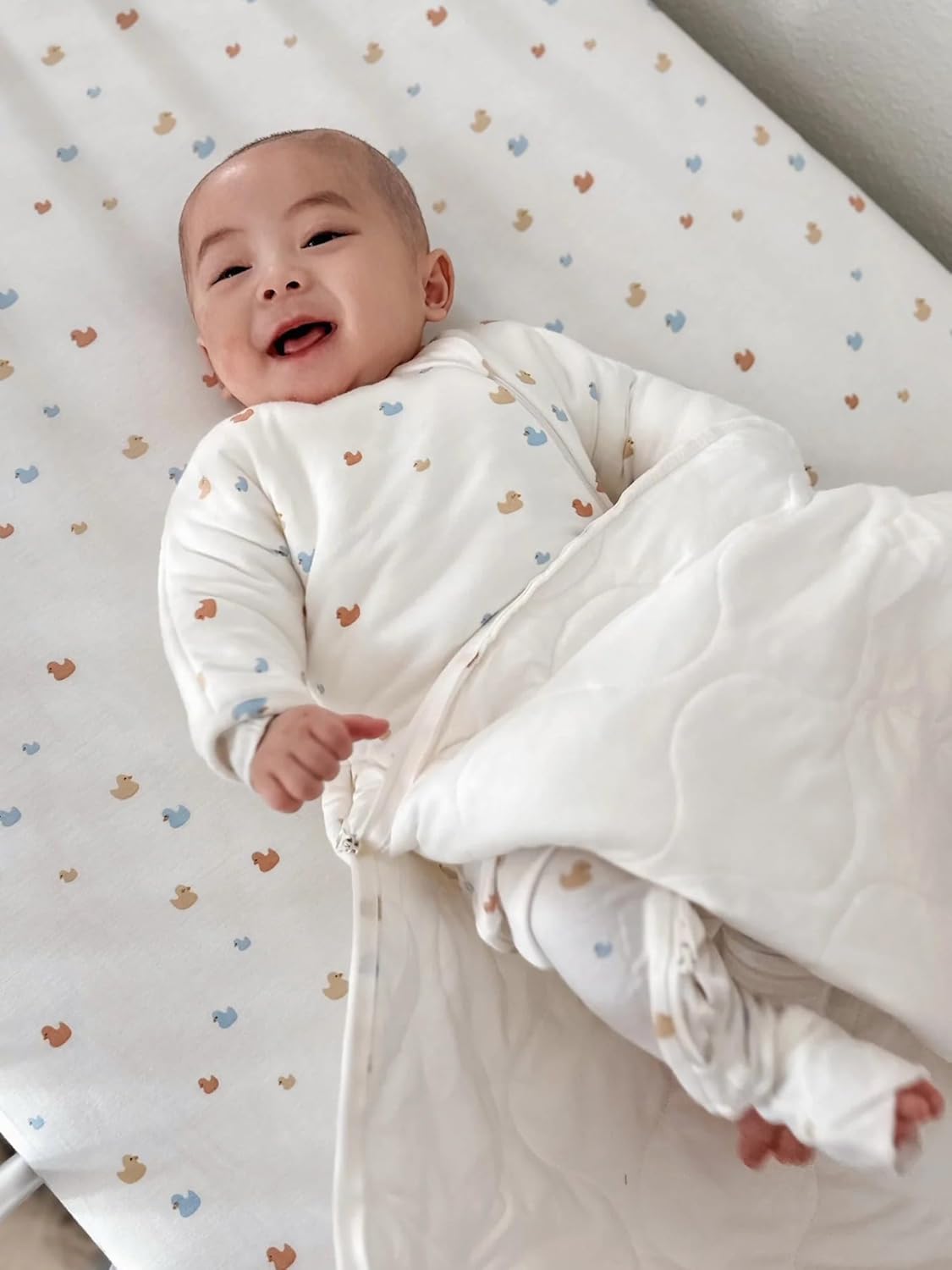 GUNAMUNA Long-Sleeve Transitional Swaddle Sleep Bag 1.0 TOG – Soothes Infants 3-6 Months, Easy Diaper Changes with WONDERZiP