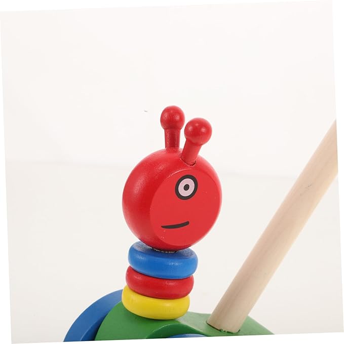 Yardwe Toddler Push Walker Wooden Trolley with Cartoon Animal Design Rolling Wheels for Indoor Outdoor Play Baby Push Pull Toy for Motor Skill Development