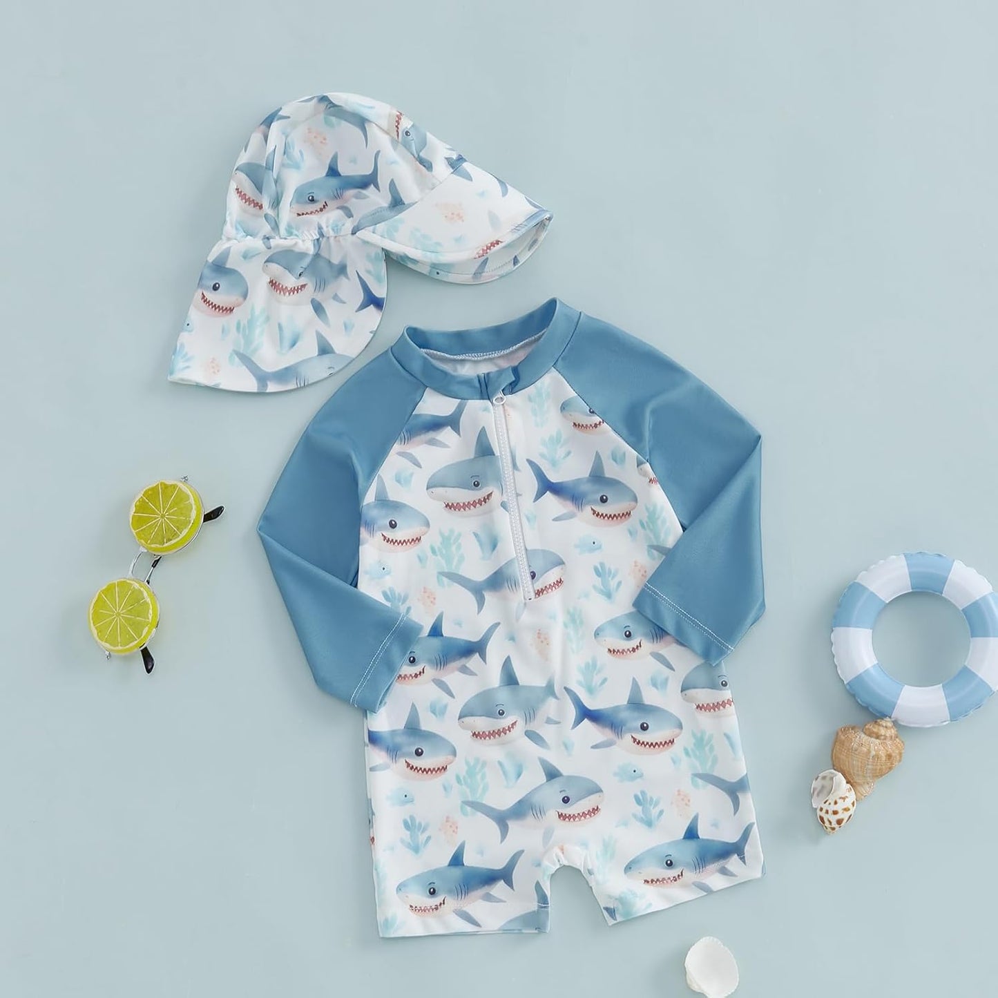 Hnyenmcko Baby/Toddler Boy Rash Guard Swimsuit Long Sleeve One Piece Zipper Swimwear Sunsuit Infant Bathing Suit Beachwear