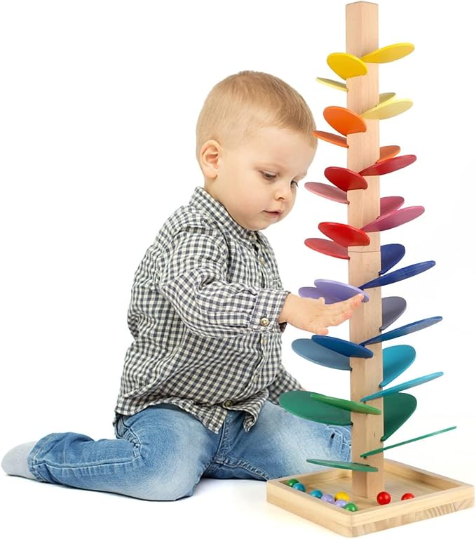 Wooden Marble Run Music Tree |Montessori Educational Ball Drop Toy for Kids Ages 4-8 |Marble Runs for Kids with Musical Track &Color Sorting |Natural Waldorf Wooden Toys Gift for Boys & Girls