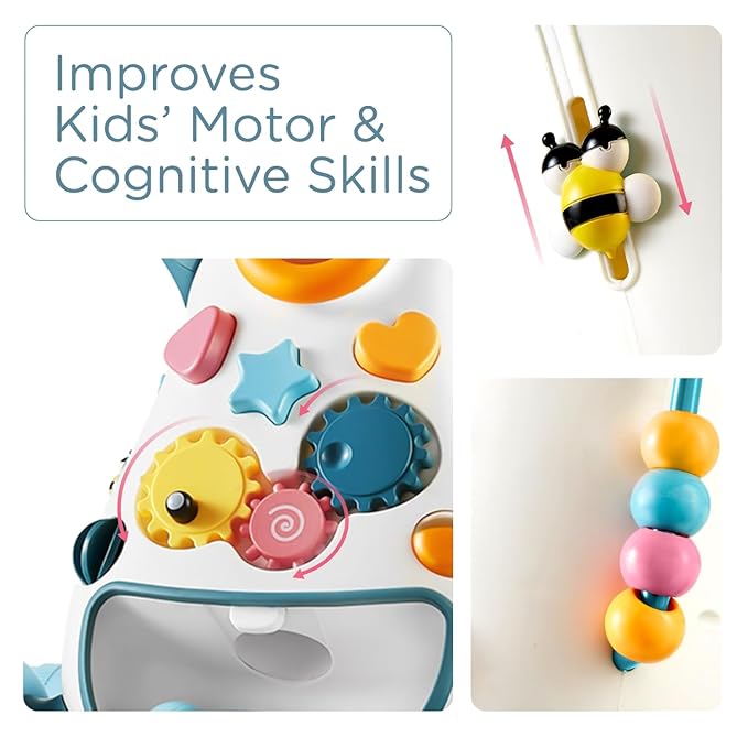 KÜB Montessori Baby Walker - Interactive Push Toy for Toddlers Learning to Walk with Soft Music & Lights, Adjustable Speed & Non-Slip Wheels, Educational Activity Center