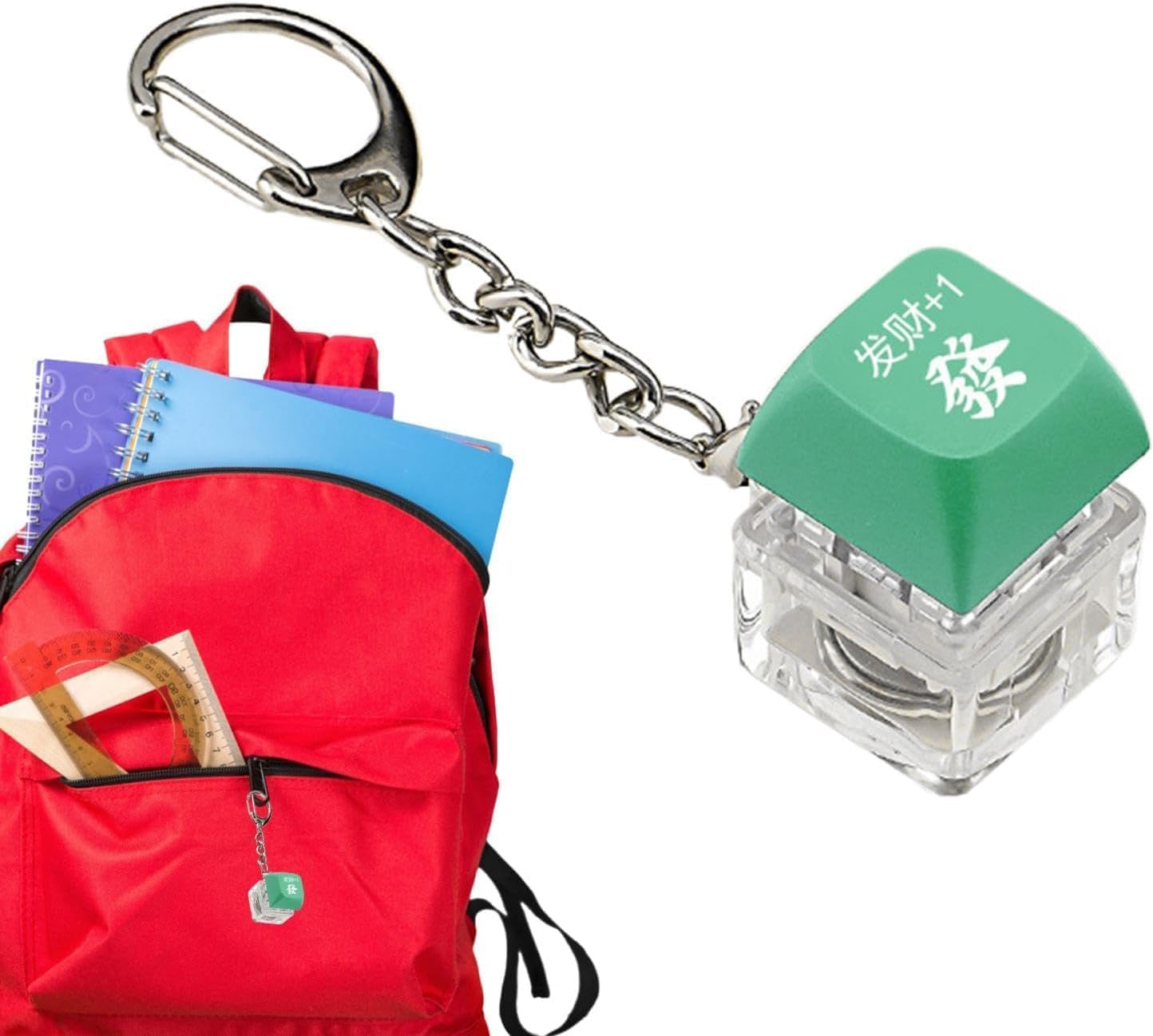 1Pc Green Long-Lasting Light Up Key Presser Toy, Portable Keyboard Switcch Fidget Toy|Lighted Key Clicker Toy with Chinese Character,Button Press Fidget Toy for Adults Office Fidget Toys Fidget Blocks