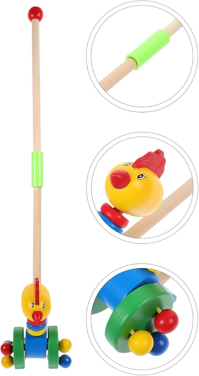 BESPORTBLE Wooden Cartoon Animal Push Walker for Learning to Walk with Swinging Hands Educational Walker for Boys and Gift for Shower and Birthday