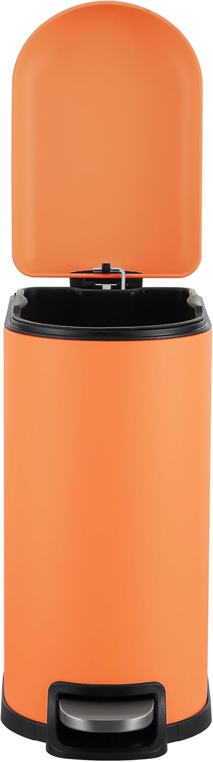 happimess HPM1009K Roland Mini 2.6-Gallon Step-Open Trash Can, Carrot Cake,with Soft-Close Lid, Fingerprint Resistant, Modern, Minimalistic for Home, Kitchen, Laundry Room, Office, Bedroom, Bathroom