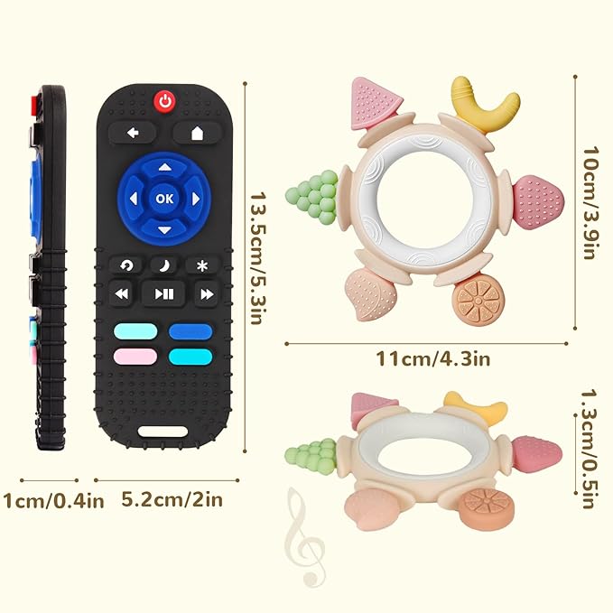 Hooku Silicone Teethers for Babies 6-12 Months, Teething Toys for Babies 0-6 Months, Baby Fruit Teethering Rings, BPA Free Baby Chew Toys, Infants Gifts