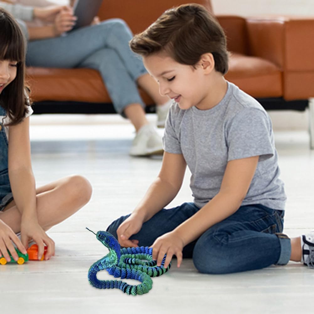 3D Printed Snake Cobra-3D Printed Animals Fidget Toy Creative 3D Printed Animals Articulated Snake Collectibles Home Office Executive Desk Decor