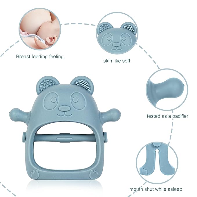 Baby Teething Toys for Infants 3+ Months Set of 3, Easy to Hold Silicone Teething Mitten with Soft Textures for Sensory Exploration and Teething Pain Relief, Baby Chew Toys for Sucking Needs