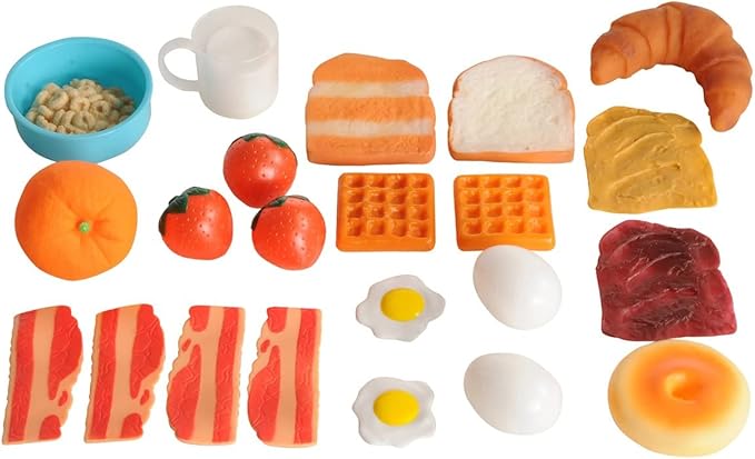 Kaplan Early Learning Life-Size Pretend Play Breakfast Meal Set - 24-Piece Play Food for Kids, Promotes Healthy Eating & Nutrition, Ideal for Pretend Play Kitchens, Toddlers, Ages 2+