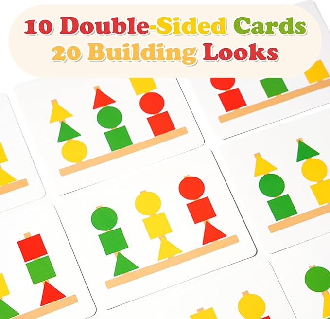 Wooden Sorting & Stacking Toys, Color Recognition Sensory Toys Shape Matching Game, Stacking Puzzle Building Blocks Learning Activities Fine Motor Skills Toy for 2 3 4 5 Years Old Kids