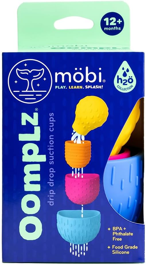 Mobi Oomplz Water Toys - Baby Stacking Cups for Toddlers, Bath Cups, Pool and Tub Toys, Water Play for Babies and Kids, Non Toxic Food Grade Silicone and BPA Free - for Toddlers Ages 1-3