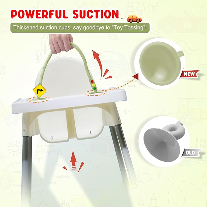 High Chair Suction Toys for Babies 6-12 Months, Suction Cup Toy for Toddlers 1-3, Baby Sensory Montessori Chew Toy for Babies 0-6 Month, Silicone Baby Teething Toys for 12-18 Months