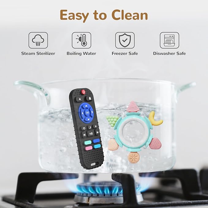 Hooku Silicone Teethers for Babies 6-12 Months, Teething Toys for Babies 0-6 Months, Baby Fruit Teethering Rings, BPA Free Baby Chew Toys, Infants Gifts