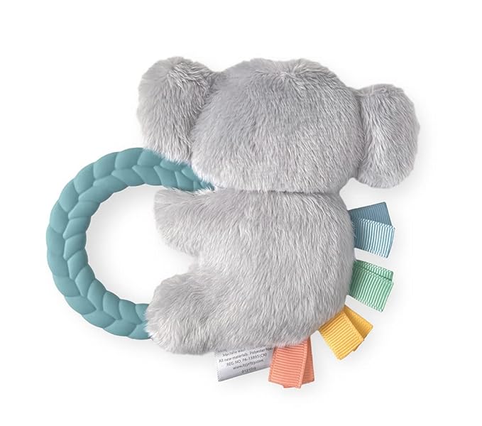 Itzy Ritzy - Ritzy Rattle Pal with Teether - Baby Teething Toy Features A Minky Plush Character, Gentle Rattle Sound & Soft Teether Toy for Newborn (Koala)