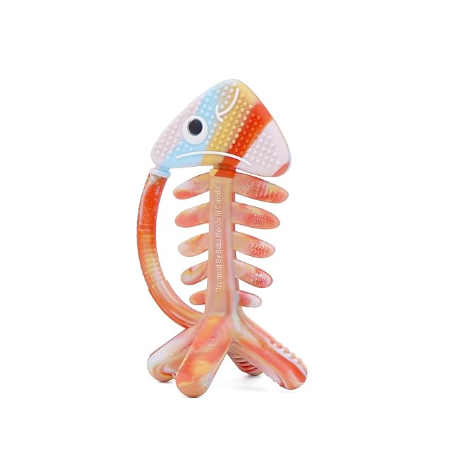 3 in 1 Infant Toys, Baby Teething Toys 3–6 6–12 Months, Teethers for Babies 0–3–6–12 Months for Teething Relief, Baby Gift, Baby Teether Toys, Silicone Sensory Toys,USA Patent Pending, Fish (Rainbow)