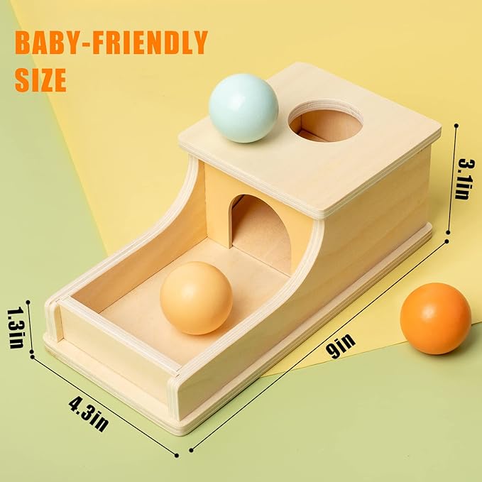 Busy edition Montessori Toys for Babies 6-12 Months Object Permanence Box Wooden Ball Drop Toy Play for 6 Month 1 2 3 Year Old Toddlers Infant Early Age Toy
