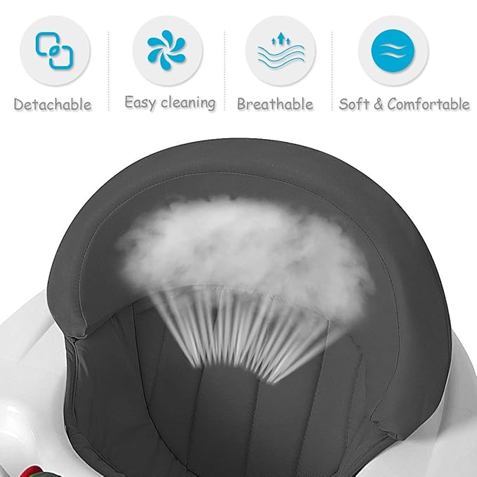 BABY JOY Baby Walker, Foldable Activity Walker with Adjustable Height, Large Tray & Removable Toys, Baby Walker with Wheels for Boys Girls 6-18 Months (Gray)