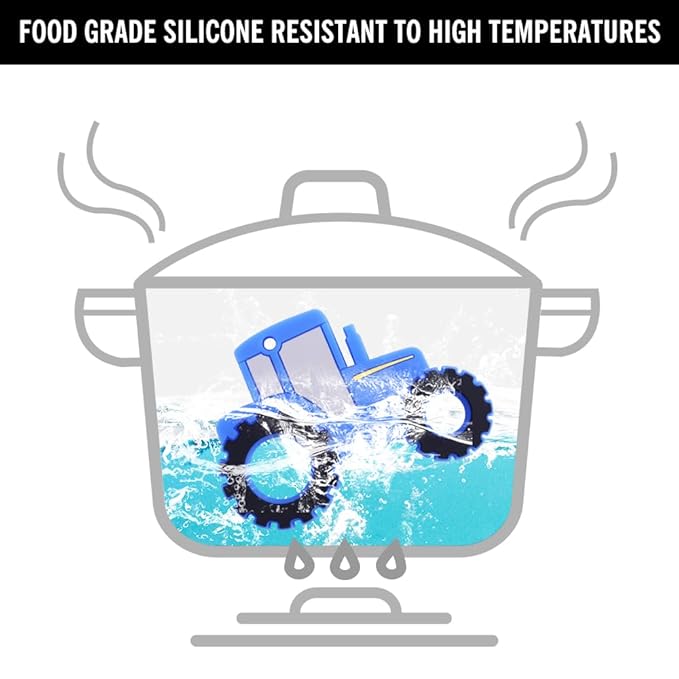 Baby Tractor Teething Toys,Food Grade Silicone Teether with One-Piece Pacifier Clip Holder,Highly Effective Pain Relief for 3 Months+ Boy and Girl,BPA Free,Freezer Safe. (Blue)