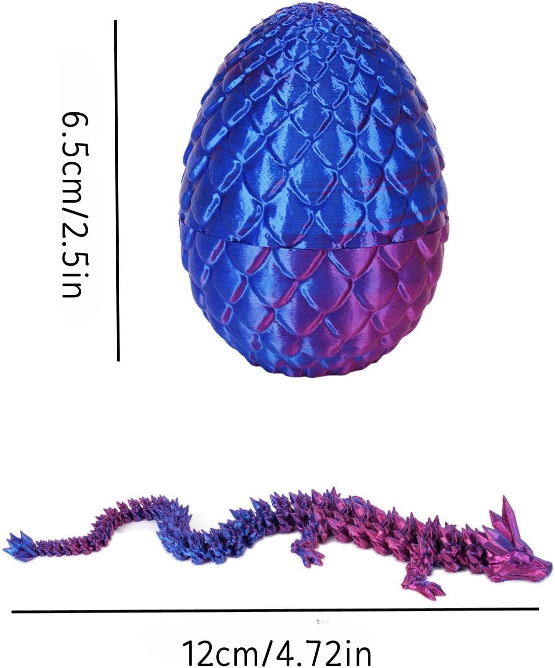 4PCS 3D Printed Dragon Eggs with Dragon Inside Articulated Crystal Dragon Mystery Dragon Egg Fidget Toy Surprise 3D Printed Animals Set (Multicolor1-4pcs)