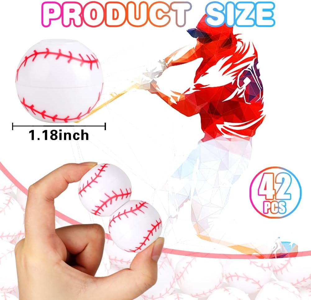 42 Pack Baseball Party Favors for Kids 8-12, Baseball Fidget Spinners Small Toys Bulk Fidget Toys Anxiety Adults Goodie Bag Stuffers Christmas Birthday Gifts Treasure Box Classroom Prizes