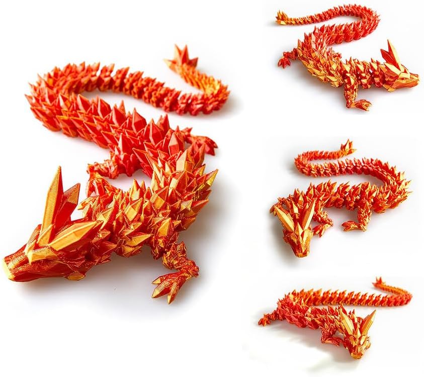 3D Printed Dragon Egg, 12'' Mystery Crystal Dragon Egg Fidget Toys Full Articulated Dragon Home Office Decor Executive Desk Toys for Autism/ADHD