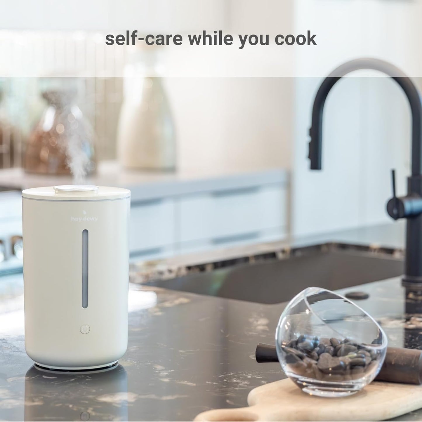 Hey Dewy Wellness Humidifier - for home, office, bathroom spa, or bedroom, with cool utrasonic mist hydration (Sand)