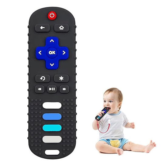 Baby Teething Toys, Food Grade Silicone Remote Control Teether for Babies 3 6 12 18 Months, TV Remote Shaped Chewing Toys for Boys and Girls, Freezer BPA Free