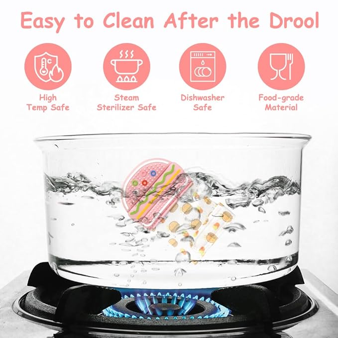 2Pack Silicone Teething Mitt, Hamburger Baby Teething Toy for 0-6 6-12 Months, Food Grade Silicone Infant Teething Mitten, BPA-Free Baby Chew Toys for Pain Relief, Sucking Needs