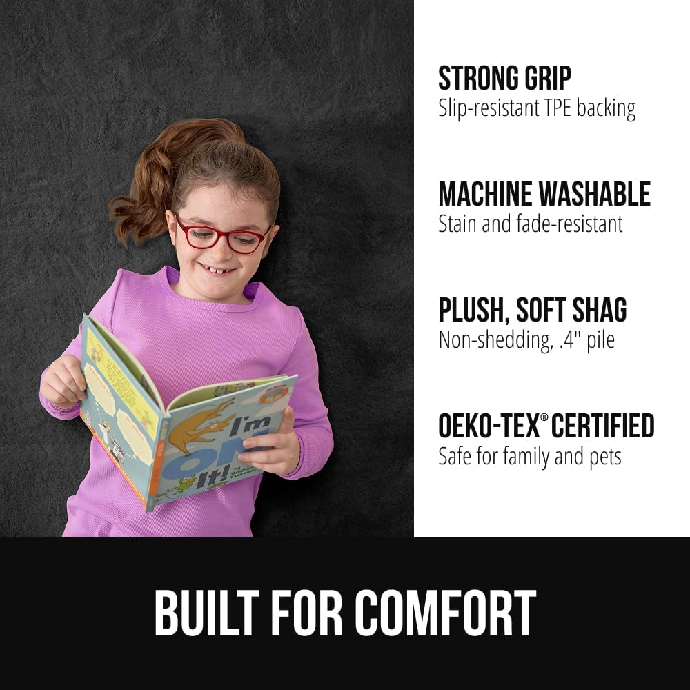 GORILLA GRIP Ultra Soft Washable Area Rug, Stain and Slip Resistant Plush Thick Carpet for Bedroom Living Room, No Shed Floor Rugs, Pet Friendly, Dorm Essentials, Kids Nursery Home Decor 4x6 Dark Gray