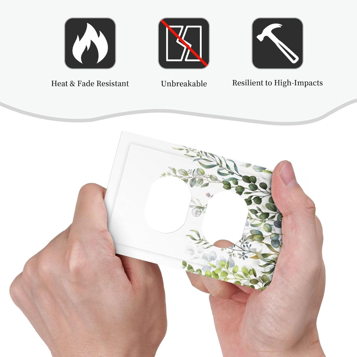 Green Eucalyptus Leaf Plant Herbs Springnature Outlet Covers 1 Gang Duplex Light Switch Cover Decorative Switch Plates Electrical Receptacle Faceplate Wall Plate for Bed Room Living Room Decor