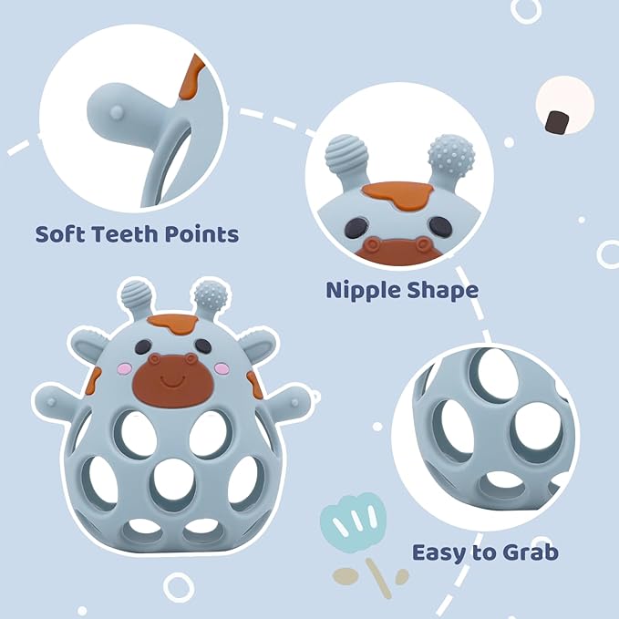 Baby High Chair Toys Teething Chew - Baby Table Toys, High Chair Suction Toy Teething Toys Silicone Teethers, Food Grade Silicon for 6 12 18 Months Blue