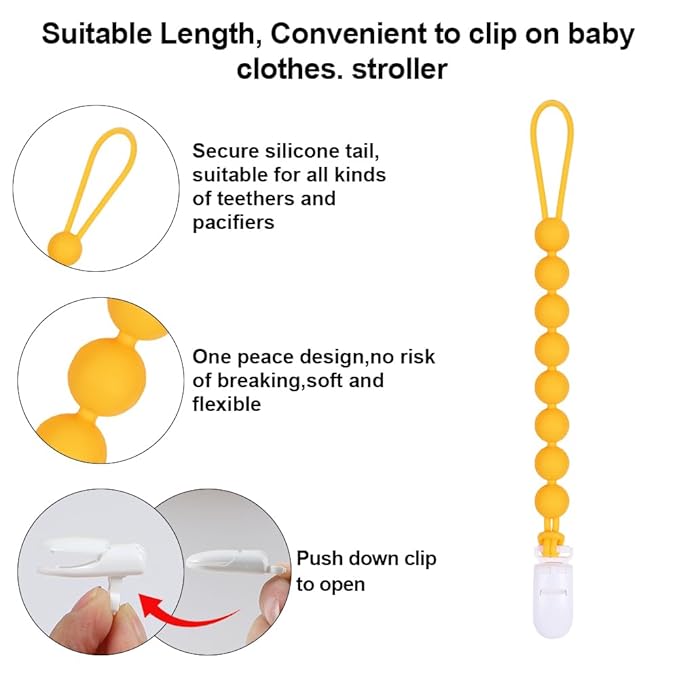 Baby Food Grade Silicone Carrier Vehicle Teether Toy with Pacifier Clip Holder,Teething Toys Gift Set for 3 Months+ Boys and Girls,Freezer Safe,BPA Free. (Bulldozer)