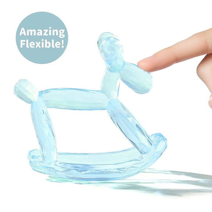 Crystal Jelly Baby Teether – Jellydog Teething Relief Toy for Infants 3-6 Months, Silicone Handheld Teething Toy, BPA-Free, Odorless, Prevents Choking, Safe for Babies (Voyages)