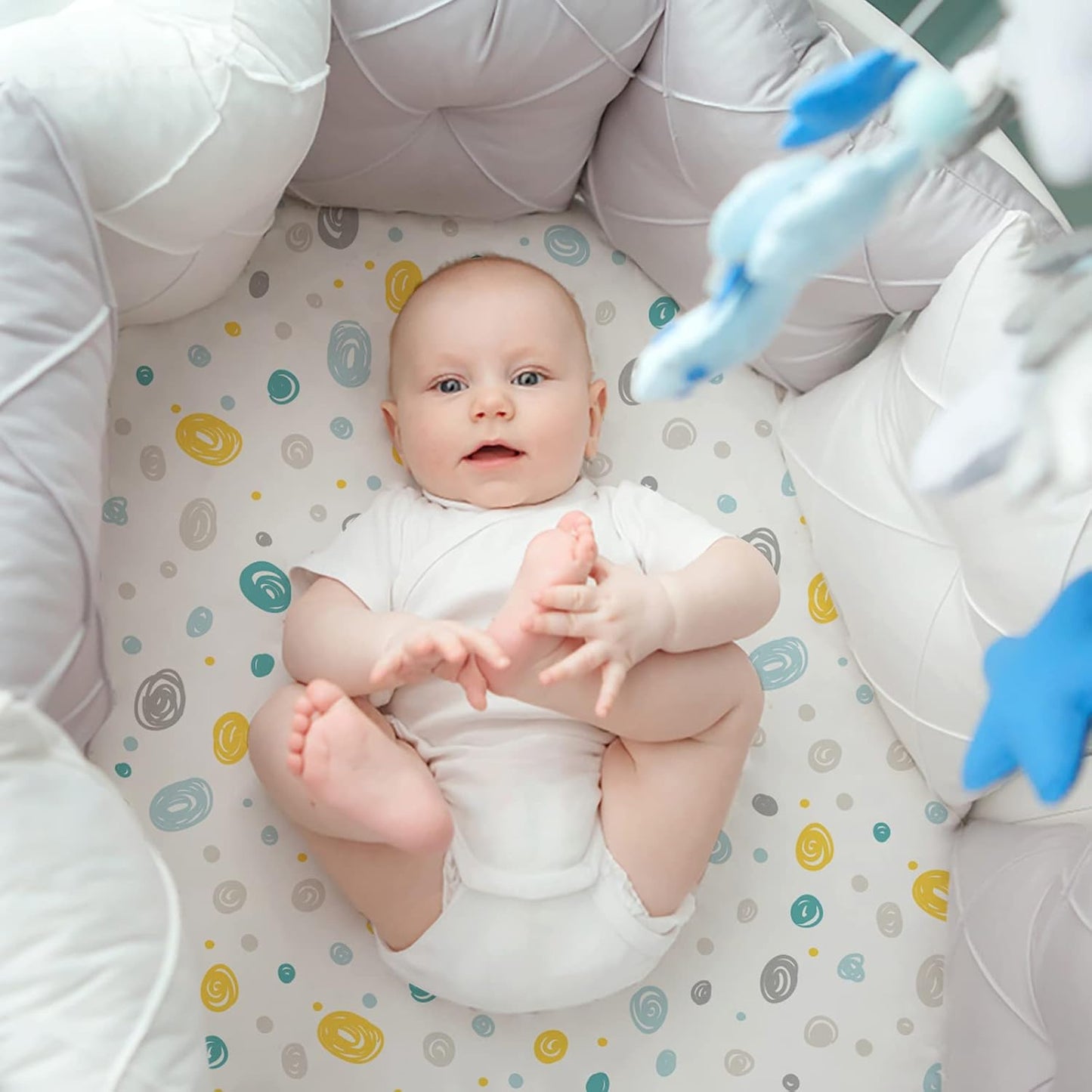 Gllquen Baby Bassinet Sheets 4 Pack, Breathable Cozy Fitted Mattress Sheet, Elastic Travel Crib Fashionable Floral Pattern, Standard Cradle Safe Sheets for Baby Boys Girls 32"x16"(Dinosaur)