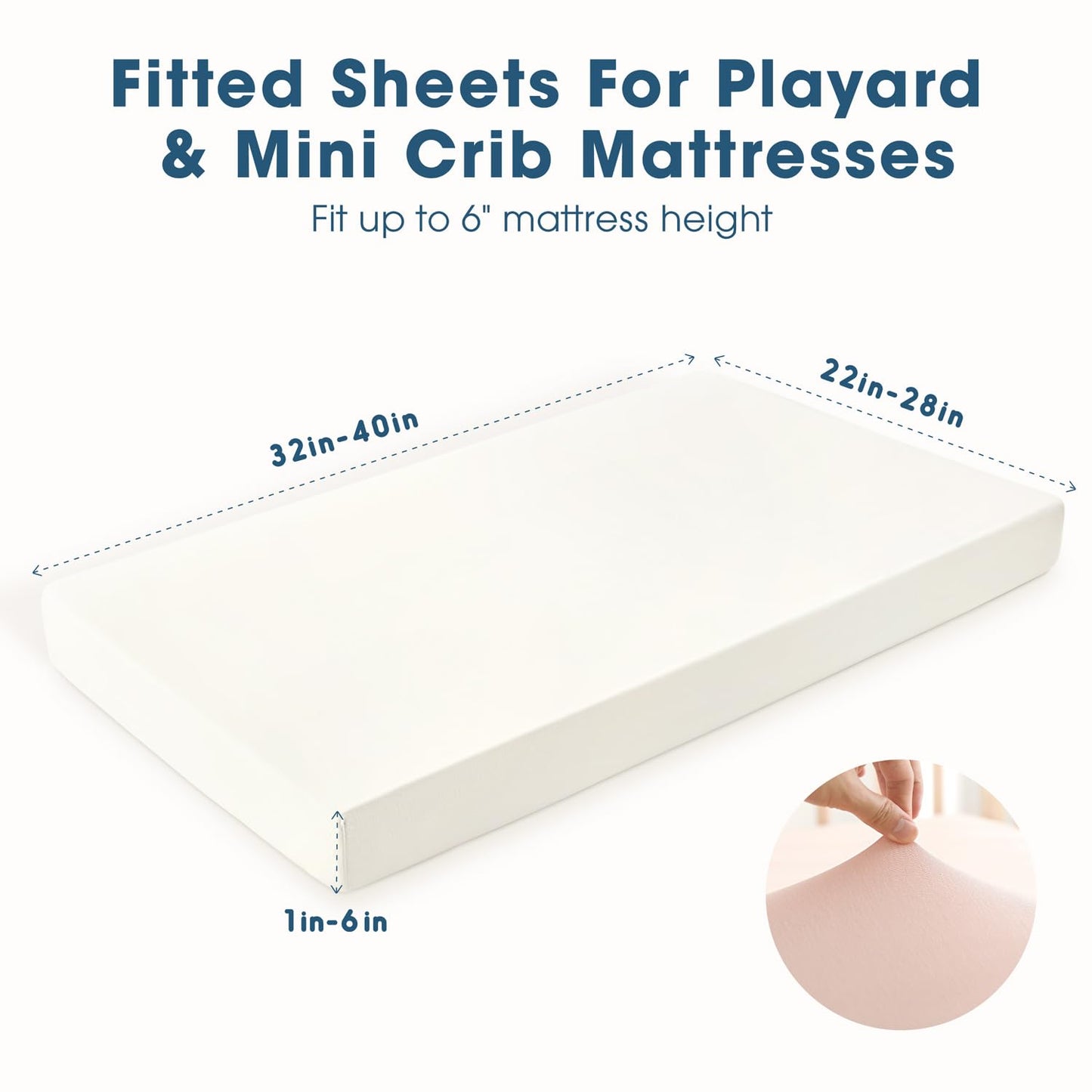 GRSSDER Mini Crib Sheets Fitted, Pack and Play Sheets 2 Pack, Ultra Soft Stretchy Pack N Play Sheets, Universal Fit for Playard Mattress, Jersey Crib Sheets for Boys and Girls, Cream/Pink