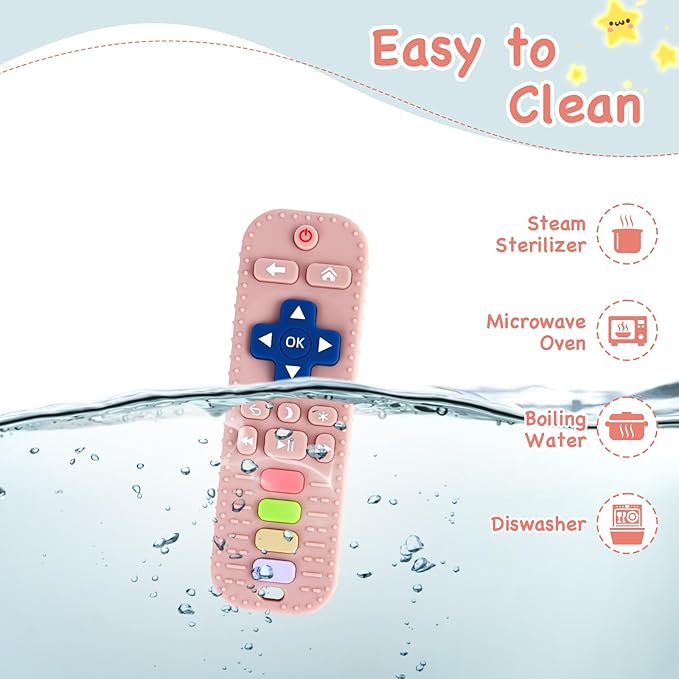 Hooku Silicone Teethers for Babies 0-6 Months, Teething Toys for Babies 6-12 Months, Baby Remote Control Toy, Infant Toys 0-3 Months, Sensory Chew Toys, Toddler Newborn Baby Girl Boy Gifts
