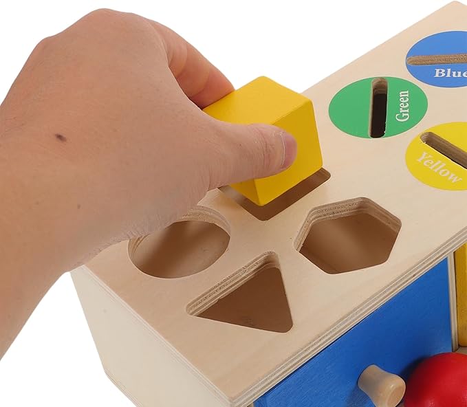 1 Set Wooden Color Sorting Toy: Color Sorting Puzzle Box for Kids - Wooden Montessori Shape Sorter Toy Geometric Matching Game for Playrooms