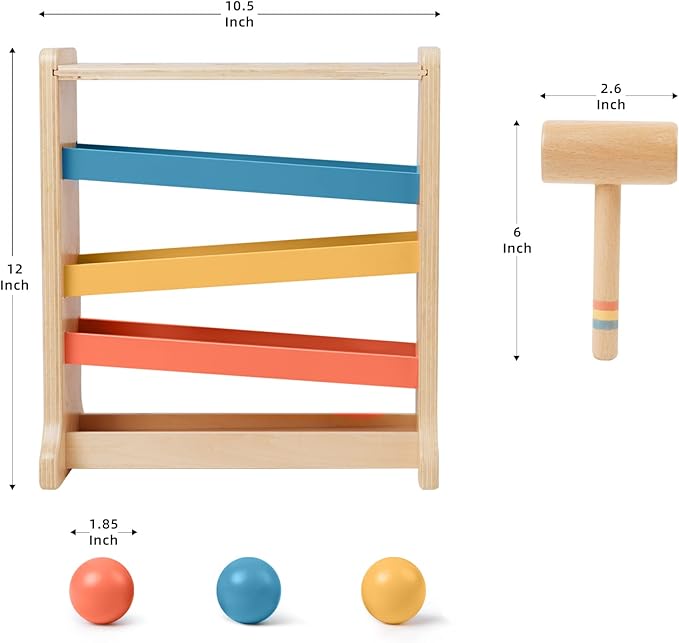 Montessori Ball Tracker, Award Winning Durable Pound A Ball Drop Toy, Early Developmental Montessori Toys, Wooden Toys for Toddlers 1-3 Year Old - Great Birthday Gift