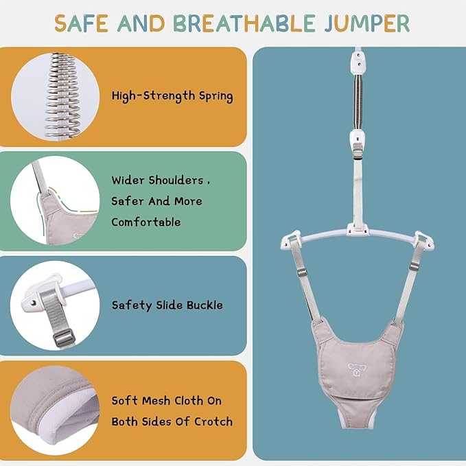 Baby Jumper with Toddler Swing, Baby Jumpers and Bouncers,Indoor Outdoor Toddler Swing Set (White)