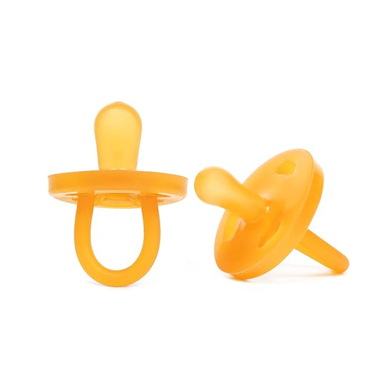 PaciBamber - Natural Pacifier and Baby Teething Toy Amber Oil Pacifier, Special Baltic Amber with Natural Rubber BPA-Free and Soft for Sore Gums, Baby Pacifiers 6-12 Months (PaciBamber-2unit)