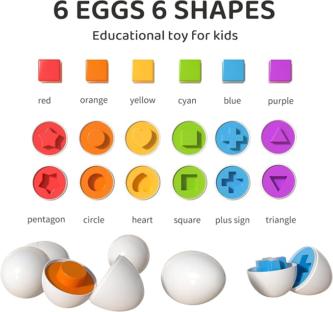 TEMI Toddler Chicken Easter Eggs - Color Matched Game Shape Sorter with 6 Toy Eggs for Kids 3-5, Fine Motor Skills Sensory Toys, Educational Gifts for 3-6 Girls Boys Baby