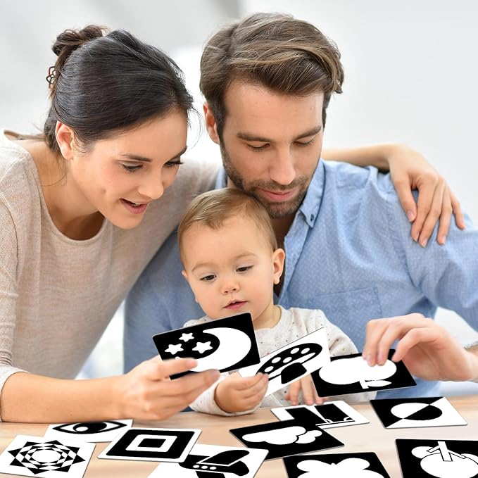 High Contrast Baby Cards for Infants, Black and White Baby Cards High Contrast Baby Toys for Newborns Visual Stimulation Brain Development Learning 20 Pcs 40 Pages 5.7'' x 5.7'' （0-3 Months）