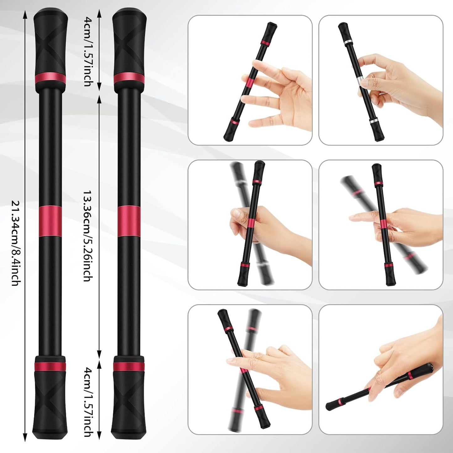 2 Pieces Pen Spinning Spinner Pen Gaming Pen Spinning Mod Gaming Spinning Pens Flying Spinning Pen Finger Rotating Pen for Kids Adults Office Supplies with Instruction Manual (Red)
