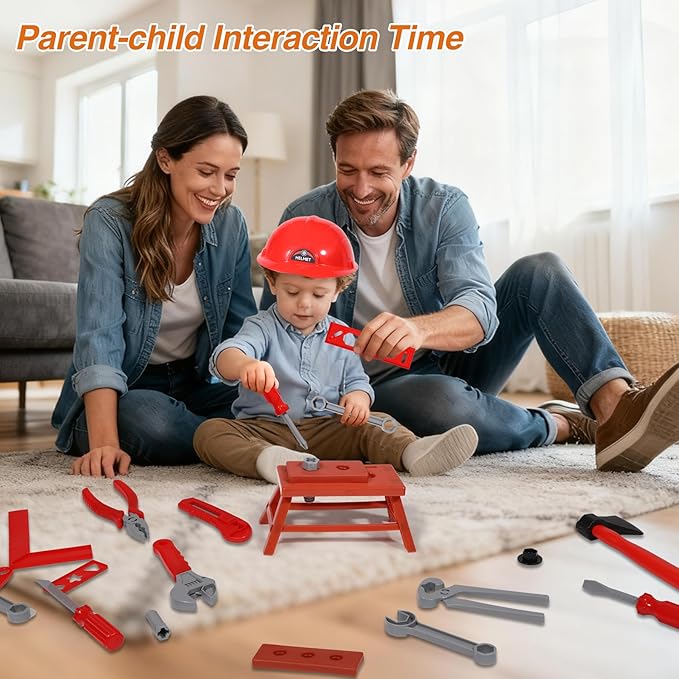 RedSwing Kids Tool Set, 55 Piece Kids Construction Kits with Storage Box,Toddler Play Tools,Pretend Play Construction Kits for Ages 3-8 Years Old