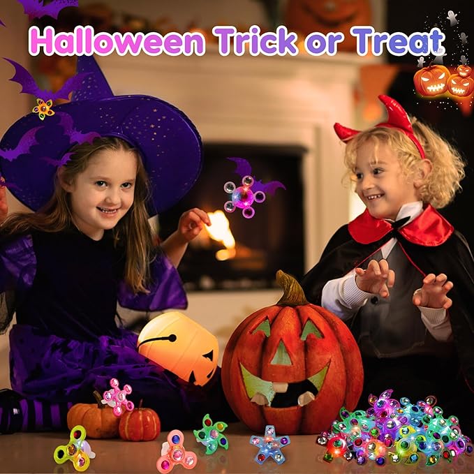 24PCS LED Light Up Fidget Spinner Rings Glow Party Favors Bulk for Kids 4-8 8-12 Christmas Goodie Treat Bags Stuffers Pinata Fillers Carnival Prizes Classroom Treasure Box Toys Birthday Return Gifts