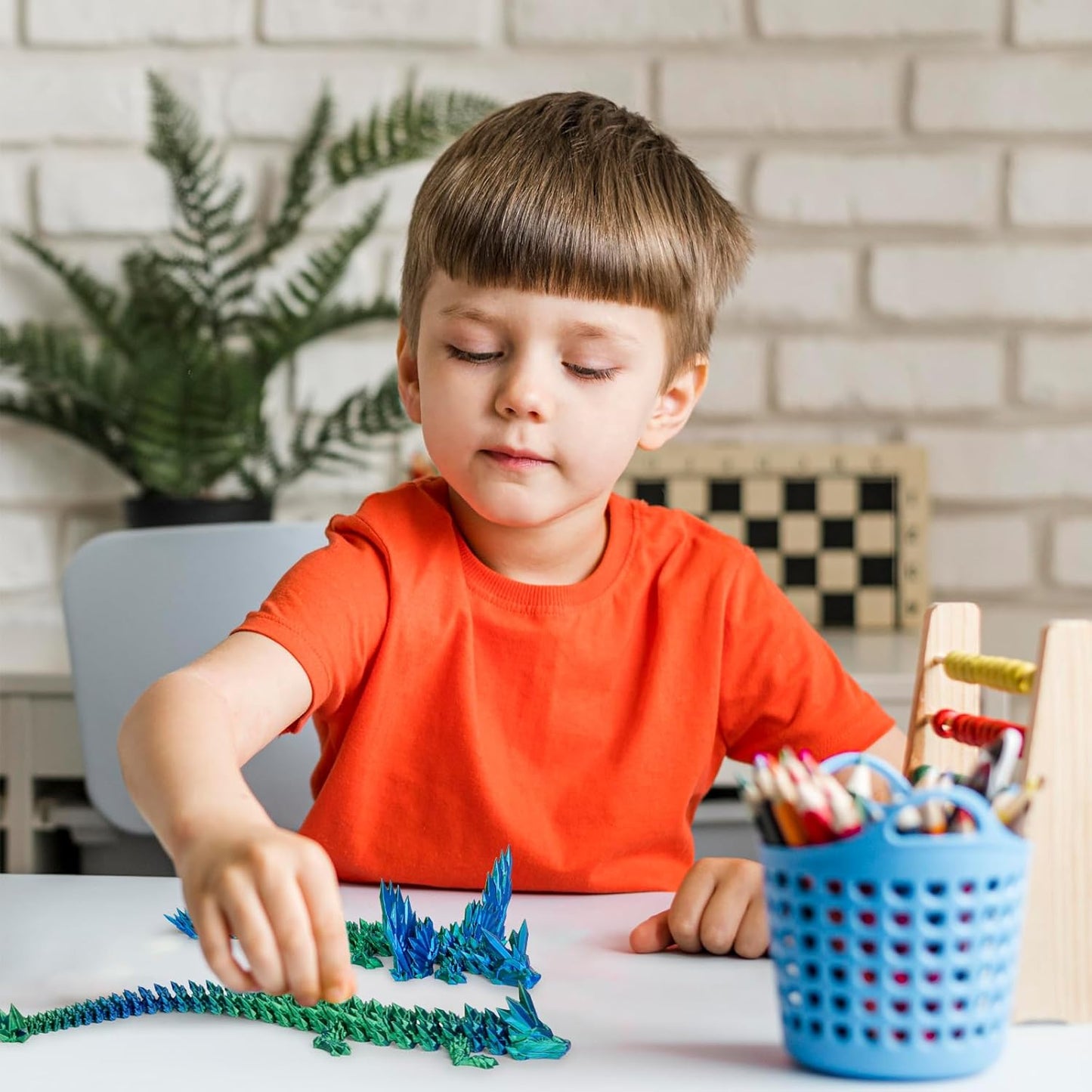 12“Crystal Dragon Without Wings & 9”Winged Articulated Dragon, 3D Printed Bulk Unique Funny Graduation Gifts for Kids, Executive Desk Fidget Toys Adults, Bath Pool Water Toys (Gradient Blue-Green)