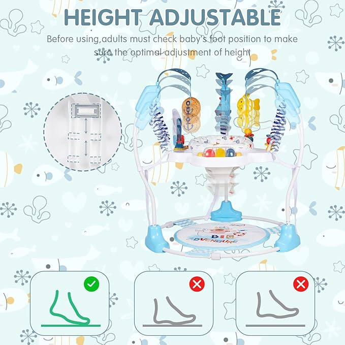 Baby Activity Center, 3-in-1 Baby Jumper, Infant Activity Center with 360° Rotating Seat, Music, Lights, 3 Adjustable Heights, Infant Activity Jumper for 6+ Months JP2401