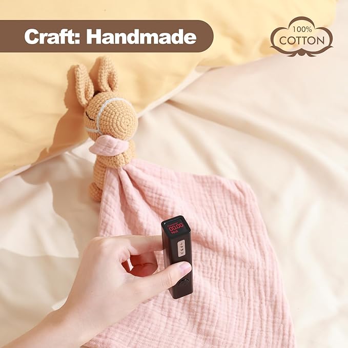 Hand-Knit Crochet Animal Security Blanket | Organic Cotton Baby Shaker Rattle Toy & Comforter Lovey | Soft Sensory Stroller Toy for Newborns Infants 0-6-12 Months (Baby Pony Design)