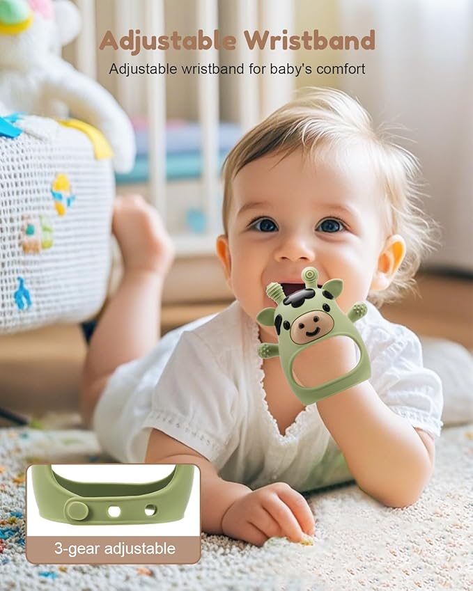 2 Pack Baby Teething Toys for 3-6 6-12 Months, Food Grade Silicone Teether Mitten, Baby Essentials Infant Teething Relief, Soothing Chew Toys for Newborn Infant Essentials