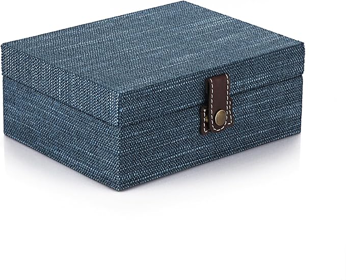 Hipiwe Treasure Chest Box - Wooden Decorative Trinket Jewelry Box with Clasp Memento Case Box Rectangular Keepsake Jewelry Organizer Box Gift for Women Men Home Decor,Medium