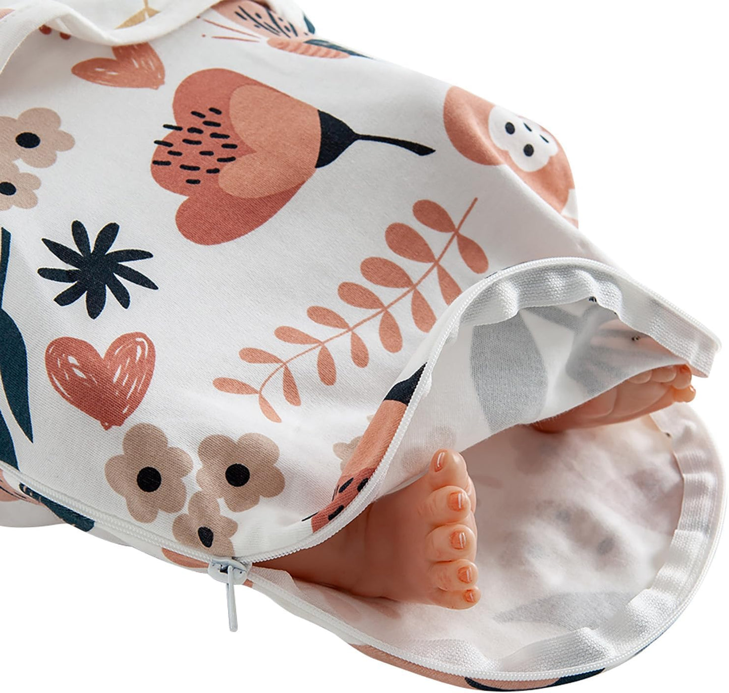 HOUSBAY 100% Cotton Baby Swaddle Sleep Sacks for Newborn Swaddling Blankets Adjustable 2-Way Zipper 1 Pack (Red Flower, Small/Medium | 0-3 Months)
